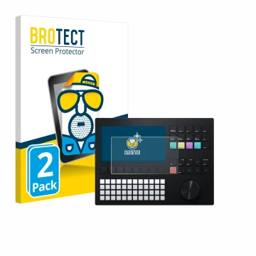 Face avant d’un emballage produit avec le logo de la marque BROTECT. À côté, l’appareil Polyend Tracker est représenté avec la