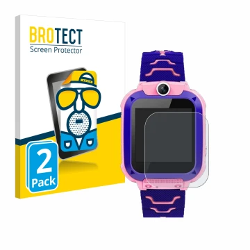 Face avant d’un emballage produit avec le logo de la marque BROTECT. À côté, l’appareil Bothergu Kids Smartwatch Q12 est repré