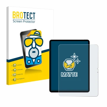 Face avant d’un emballage produit avec le logo de la marque BROTECT. À côté, l’appareil Apple iPad Air 13