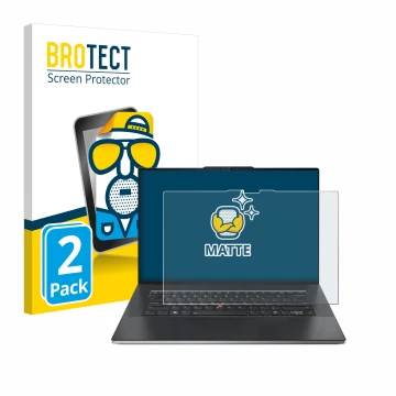 Face avant d’un emballage produit avec le logo de la marque BROTECT. À côté, l’appareil Lenovo ThinkPad Z13 Gen 2 est représen