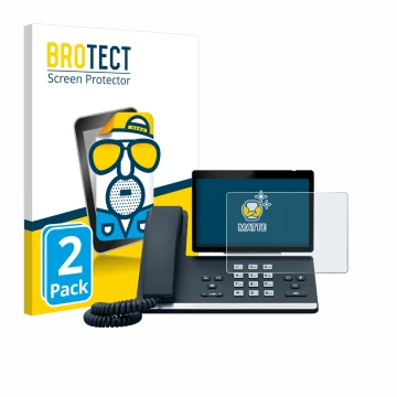 Face avant d’un emballage produit avec le logo de la marque BROTECT. À côté, l’appareil Yealink SIP-T57W est représenté avec l
