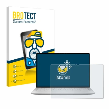 Face avant d’un emballage produit avec le logo de la marque BROTECT. À côté, l’appareil Dell XPS 14 9440 Touch est représenté 