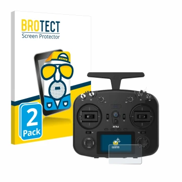 Face avant d’un emballage produit avec le logo de la marque BROTECT. À côté, l’appareil FrSky TWIN X14 est représenté avec la 