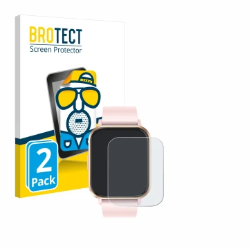 Face avant d’un emballage produit avec le logo de la marque BROTECT. À côté, l’appareil walkbee Smartwatch 1.83