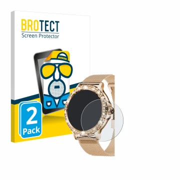 Face avant d’un emballage produit avec le logo de la marque BROTECT. À côté, l’appareil walkbee Smartwatch 1.3