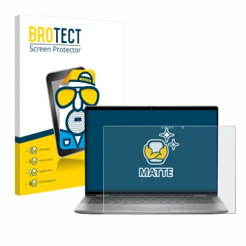 Face avant d’un emballage produit avec le logo de la marque BROTECT. À côté, l’appareil Dell Latitude 7450 2-in-1 est représen