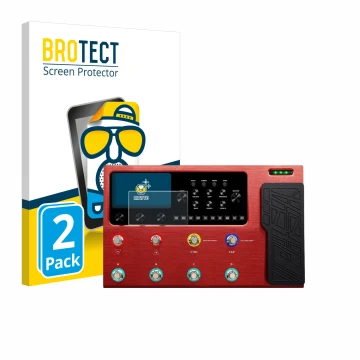 Face avant d’un emballage produit avec le logo de la marque BROTECT. À côté, l’appareil Valeton GP-200R est représenté avec la