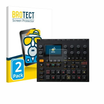 Face avant d’un emballage produit avec le logo de la marque BROTECT. À côté, l’appareil Elektron Digitakt II est représenté av