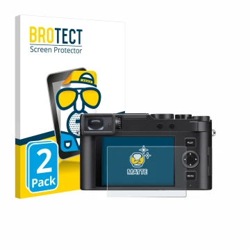 Face avant d’un emballage produit avec le logo de la marque BROTECT. À côté, l’appareil Leica D-Lux 8 est représenté avec la p