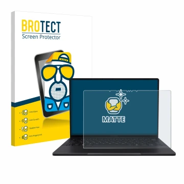 Face avant d’un emballage produit avec le logo de la marque BROTECT. À côté, l’appareil ASUS ProArt PX13 est représenté avec l