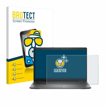 Face avant d’un emballage produit avec le logo de la marque BROTECT. À côté, l’appareil Dell Latitude 15 3540 est représenté a