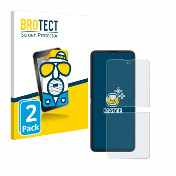 Face avant d’un emballage produit avec le logo de la marque BROTECT. À côté, l’appareil Blackview Hero 10 (Affichage avant) es