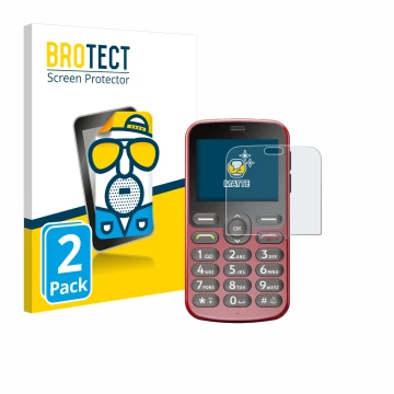 Face avant d’un emballage produit avec le logo de la marque BROTECT. À côté, l’appareil Doro 1880 est représenté avec la prote