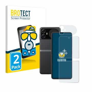 Face avant d’un emballage produit avec le logo de la marque BROTECT. À côté, l’appareil Blackview Hero 10 (Avant+Arrière) est 