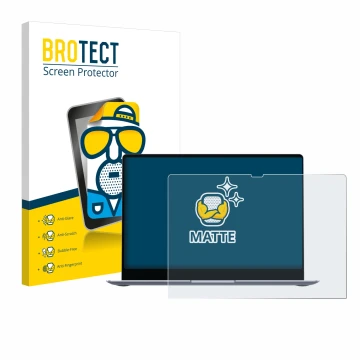 Face avant d’un emballage produit avec le logo de la marque BROTECT. À côté, l’appareil Samsung Galaxy Book4 Edge 14