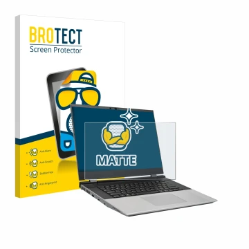 Face avant d’un emballage produit avec le logo de la marque BROTECT. À côté, l’appareil Framework Laptop 16 est représenté ave