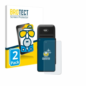 Face avant d’un emballage produit avec le logo de la marque BROTECT. À côté, l’appareil Verifone T650c est représenté avec la 