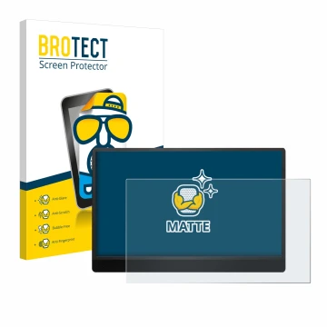 Face avant d’un emballage produit avec le logo de la marque BROTECT. À côté, l’appareil MSI Pro MP161 E2 est représenté avec l