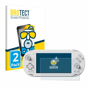 Face avant d’un emballage produit avec le logo de la marque BROTECT. À côté, l’appareil AYN Odin 2 Mini est représenté avec la