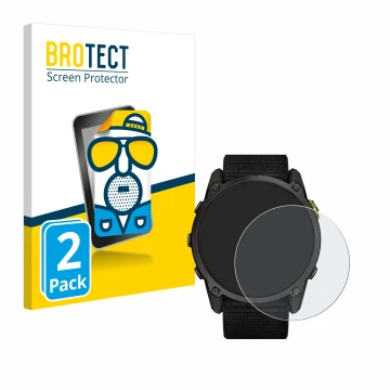 Face avant d’un emballage produit avec le logo de la marque BROTECT. À côté, l’appareil Garmin Enduro 3 est représenté avec la