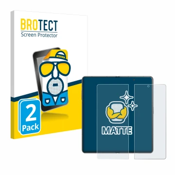 Face avant d’un emballage produit avec le logo de la marque BROTECT. À côté, l’appareil Honor Magic V3 (inneres Display) est r