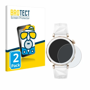 Face avant d’un emballage produit avec le logo de la marque BROTECT. À côté, l’appareil Huawei Watch GT 5 Pro (42 mm) est repr