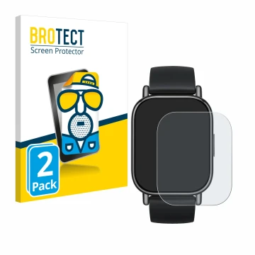 Face avant d’un emballage produit avec le logo de la marque BROTECT. À côté, l’appareil Xiaomi Redmi Watch 5 Lite est représen