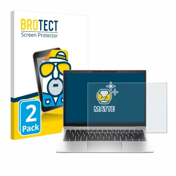 Face avant d’un emballage produit avec le logo de la marque BROTECT. À côté, l’appareil HP EliteBook 830 G11 est représenté av