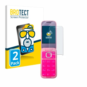 Face avant d’un emballage produit avec le logo de la marque BROTECT. À côté, l’appareil HMD Barbie Phone est représenté avec l
