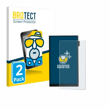 Face avant d’un emballage produit avec le logo de la marque BROTECT. À côté, l’appareil iBasso DX180 est représenté avec la pr