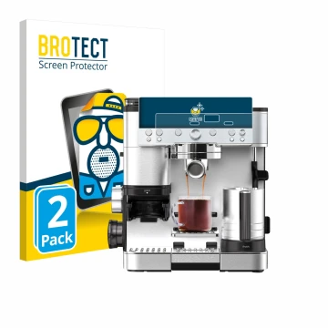 Face avant d’un emballage produit avec le logo de la marque BROTECT. À côté, l’appareil Ninja Luxe Cafe Premier ES601EU est re