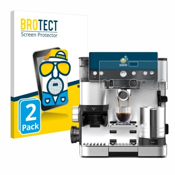 Face avant d’un emballage produit avec le logo de la marque BROTECT. À côté, l’appareil Ninja Luxe Cafe Essential est représen