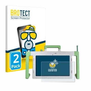 Face avant d’un emballage produit avec le logo de la marque BROTECT. À côté, l’appareil Telemarie Tablet 10.1