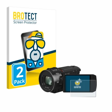 Face avant d’un emballage produit avec le logo de la marque BROTECT. À côté, l’appareil Panasonic HC-VX3 est représenté avec l