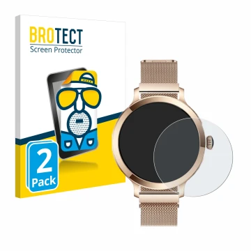 Face avant d’un emballage produit avec le logo de la marque BROTECT. À côté, l’appareil Bekomiya Smartwatch 1.1