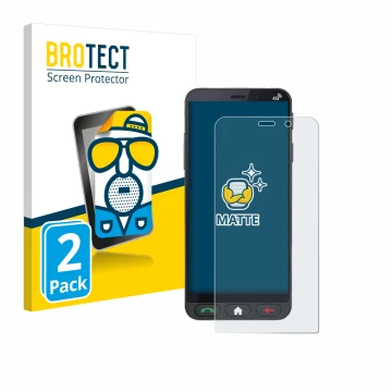 Face avant d’un emballage produit avec le logo de la marque BROTECT. À côté, l’appareil Brondi Amico Vero 4G est représenté av