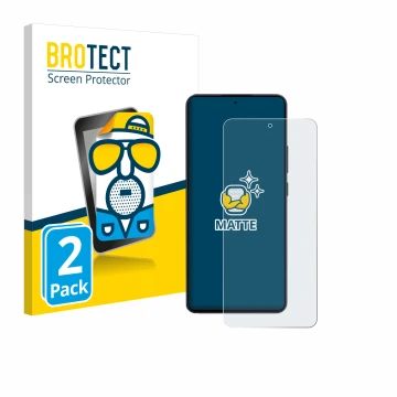 Face avant d’un emballage produit avec le logo de la marque BROTECT. À côté, l’appareil Oppo Reno 13 F est représenté avec la 