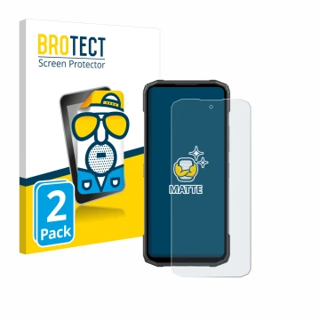 Face avant d’un emballage produit avec le logo de la marque BROTECT. À côté, l’appareil Doogee Blade 10 Power est représenté a