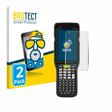 Face avant d’un emballage produit avec le logo de la marque BROTECT. À côté, l’appareil Zebra MC3400 est représenté avec la pr