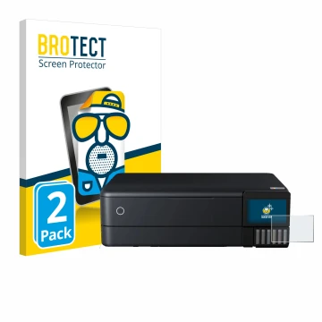 Face avant d’un emballage produit avec le logo de la marque BROTECT. À côté, l’appareil Epson EcoTank ET-8550 est représenté a