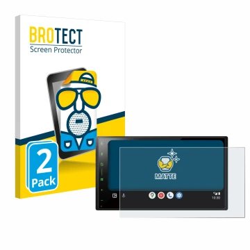 Face avant d’un emballage produit avec le logo de la marque BROTECT. À côté, l’appareil Pioneer SPH-DA77DAB est représenté ave