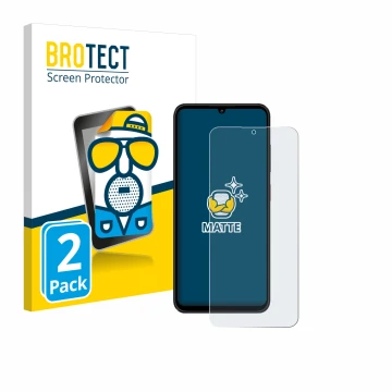 Face avant d’un emballage produit avec le logo de la marque BROTECT. À côté, l’appareil ZTE Blade A55 est représenté avec la p