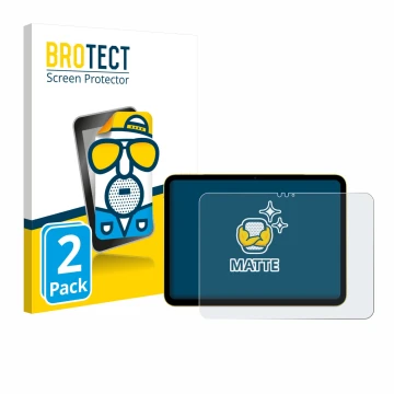 Face avant d’un emballage produit avec le logo de la marque BROTECT. À côté, l’appareil Apple iPad Air 11