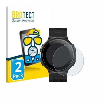 Face avant d’un emballage produit avec le logo de la marque BROTECT. À côté, l’appareil Kiprun GPS 500 Coros est représenté av
