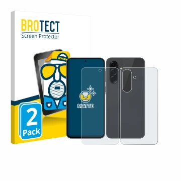 Face avant d’un emballage produit avec le logo de la marque BROTECT. À côté, l’appareil Samsung Galaxy A36 5G Enterprise Editi
