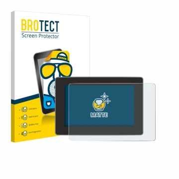 Face avant d’un emballage produit avec le logo de la marque BROTECT. À côté, l’appareil Tesla Model Y Juniper 2025 est représe