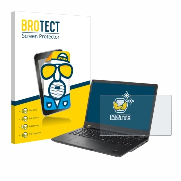 Face avant d’un emballage produit avec le logo de la marque BROTECT. À côté, l’appareil Fujitsu Lifebook U7511 est représenté 