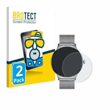 Face avant d’un emballage produit avec le logo de la marque BROTECT. À côté, l’appareil Pireware Slim Smartwatch est représent