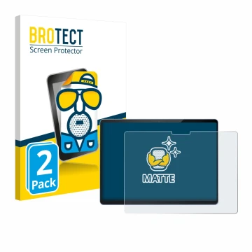 Face avant d’un emballage produit avec le logo de la marque BROTECT. À côté, l’appareil Microsoft Surface Pro 13 est représent