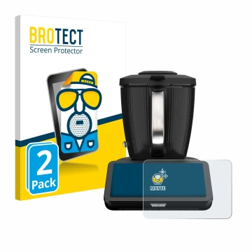 Face avant d’un emballage produit avec le logo de la marque BROTECT. À côté, l’appareil Vorwerk Bimby TM7 est représenté avec 